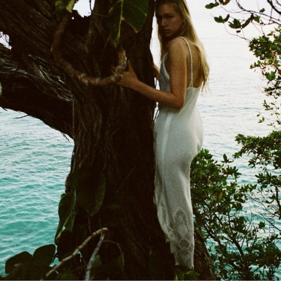 NEW Zara Limited Edition Embroidery Lace and Linen maxi dress - Picture 2 of 7